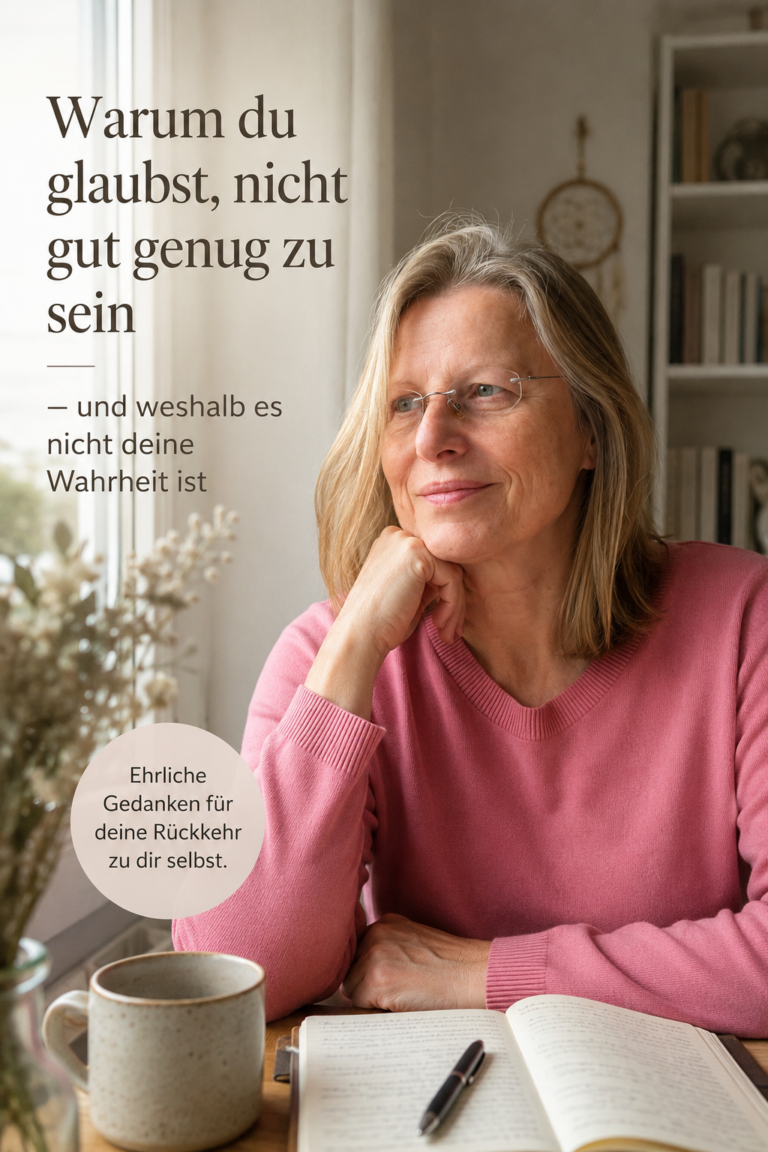 Gudrun Marquardt sitzt nachdenklich am Fenster und blickt ruhig nach draußen. Emotionales Bild zum Thema Selbstwert, Selbstzweifel und „nicht gut genug sein