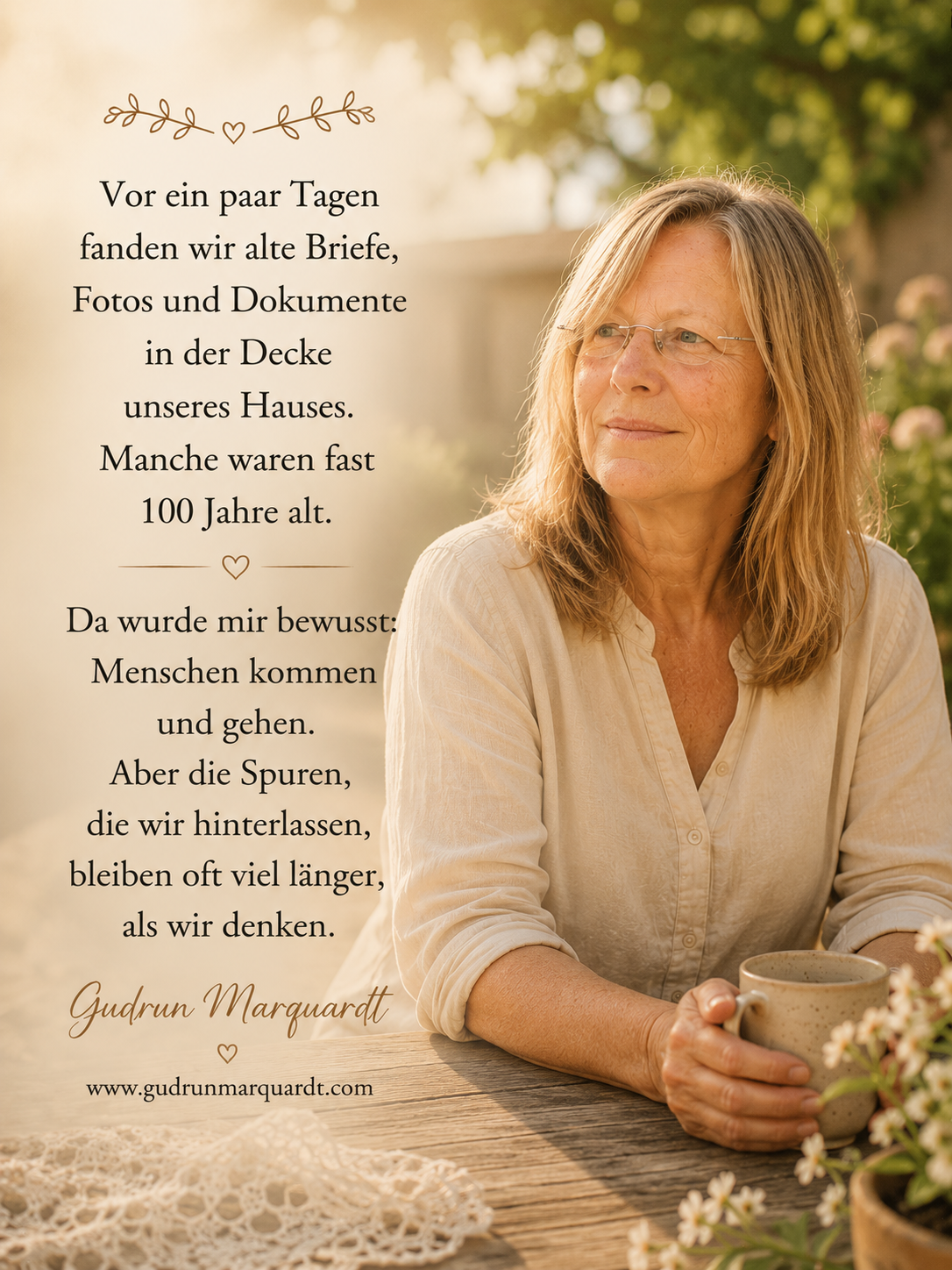 Historische Briefe und Dokumente aus einem alten Fachwerkhaus. Der Beitrag regt zum Nachdenken über Lebensspuren, Selbstwert und die Dinge an, die im Leben wirklich bleiben.