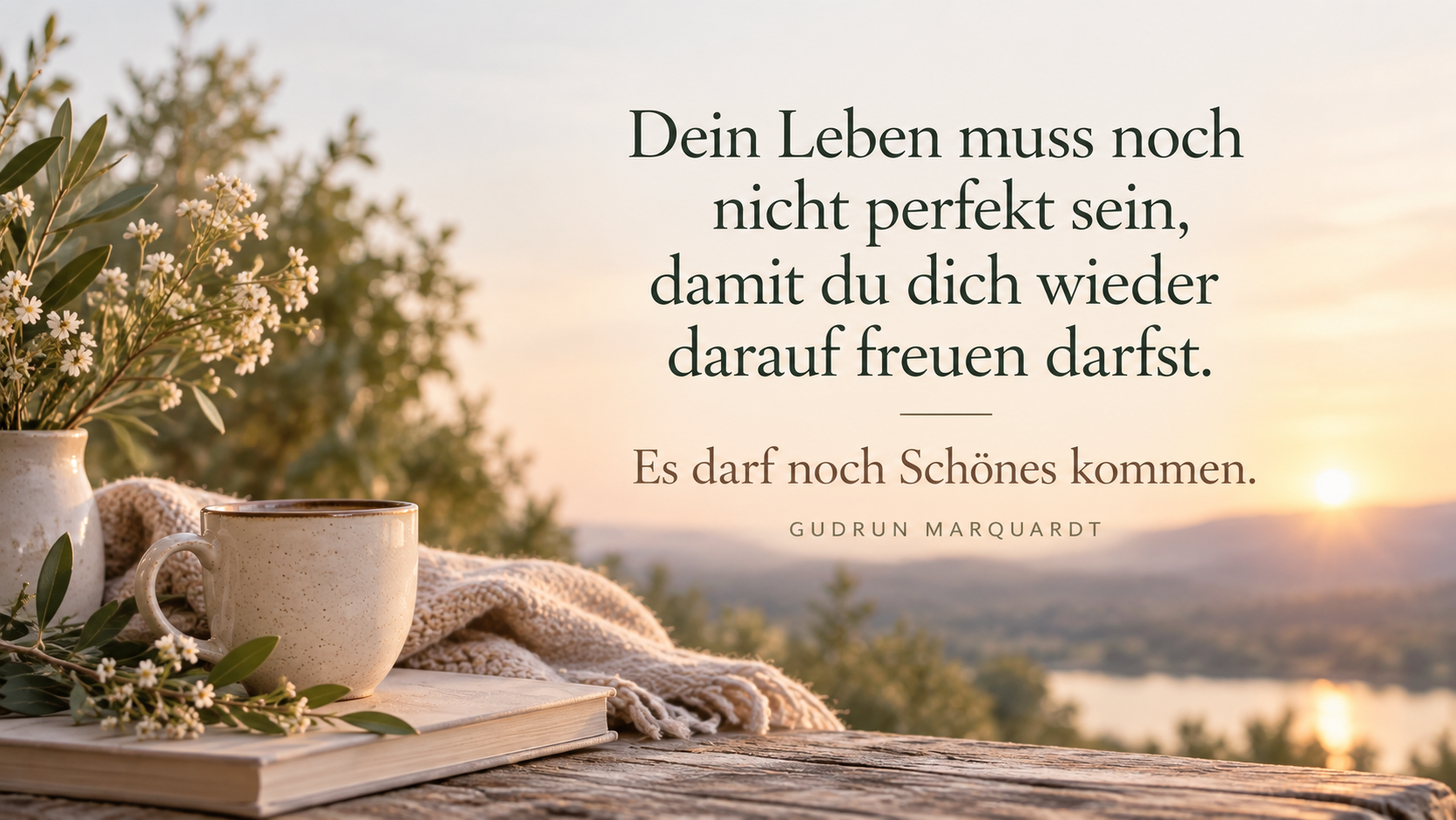 Textbild über Hoffnung, Lebensfreude und die Erlaubnis, sich wieder auf das eigene Leben zu freuen.