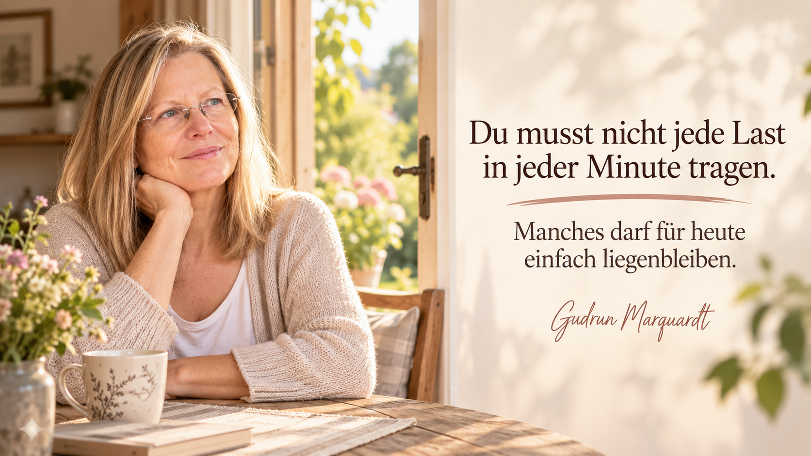Ruhiger Sonntagmorgen als Symbol für mehr Leichtigkeit im Leben und das Loslassen belastender Gedanken.