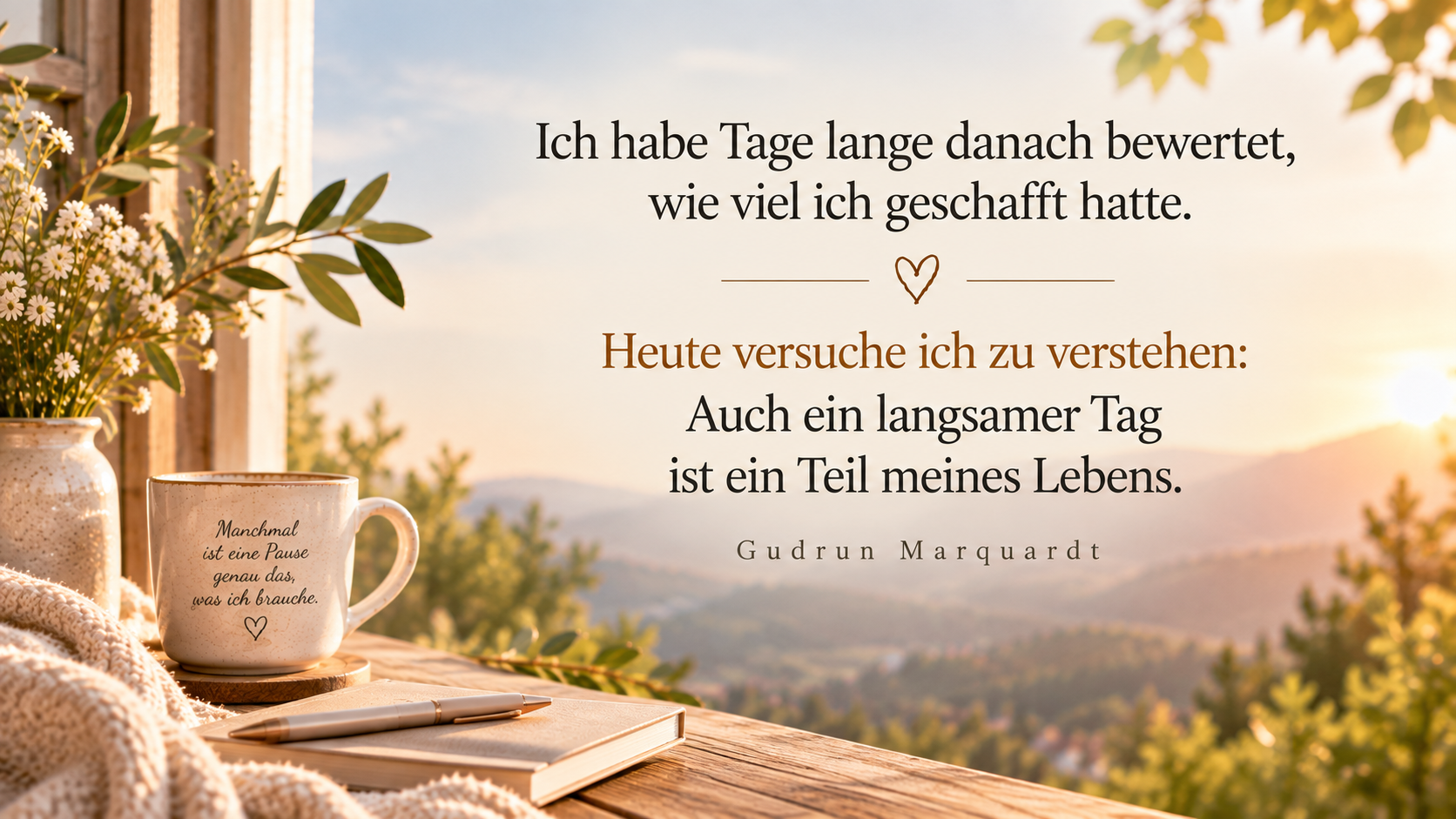 Tagesimpuls von Gudrun Marquardt über Selbstwert und Leistung und das Gefühl, an langsamen Tagen nicht genug geschafft zu haben.